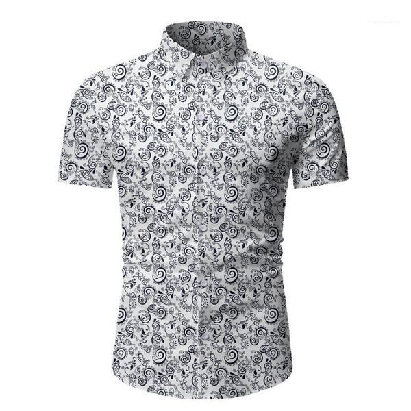 

printed short sleeve male tshirts lapel neck single breasted boys summer mens beach casual shirts paisley, White;black