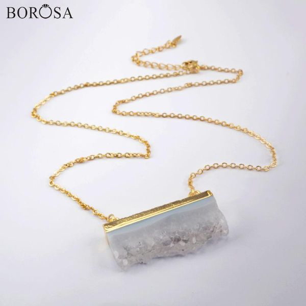 

borosa 1piece agates druzy necklace 18inch gold necklace oco agates druzy crystal pendant geode connector g1969-n, Silver