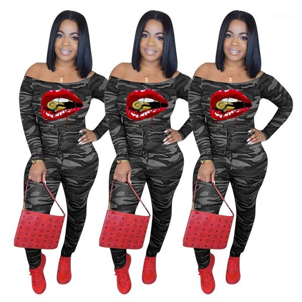 

jumpsui sexy разрез шеи камуфляж губы pattern printed брюки ромпер повседневная одежда женский dropshipping womens deisnger, Black;white