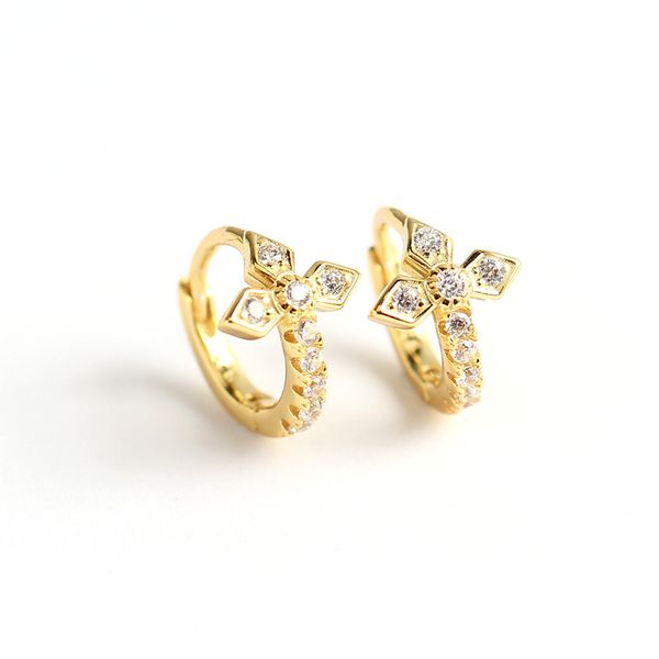 

925 sterling silver earring fashion zircon star round ear ring clover ear bone buckle cute trend wild woman girl jewelry, Golden;silver