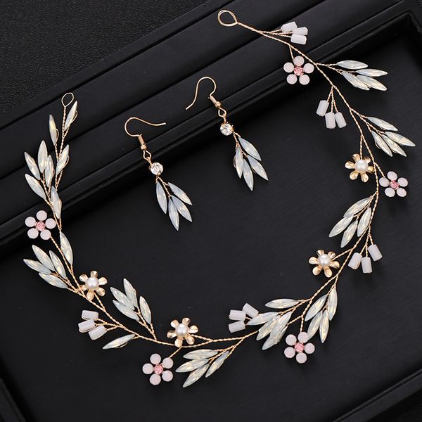

trendy wedding hair accessories handmade gold rhinestone crystal headband bridal tiara earring queen hair accessories 3 pieces, Golden;silver