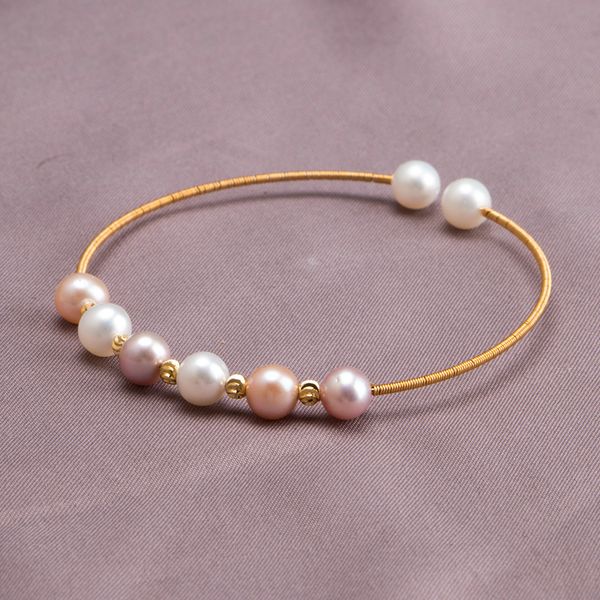 

fashion accessories beautiful a gold shape round pearl bangles for sale