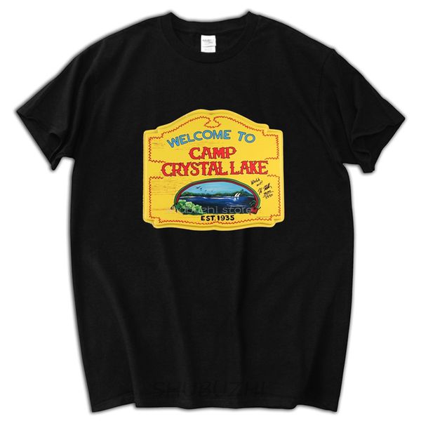 

new camp crystal lake vintage sign the 13 friday jason horror 13th black t-shirt men print cotton short sleeve t-shirt sbz5697