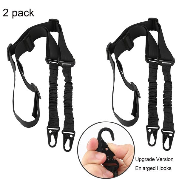 

upgrade version tactical 2 point rifle gun sling,2 pack multi-use quick detach stealth 1.5inch bungee rifle gun sling with length adjuster