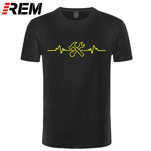 

rem tools pulse heartbeat mens t-shirt builder tradie hammer birthday gift present new summer casual t shirt printing