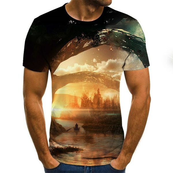 

male landscape scenery snow mountain 3d print shirts harajuku humor kawaii men clothing
