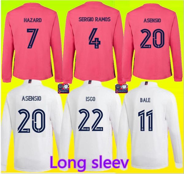 

20 21 long sleev real madrid soccer jersey 2020 2021 hazard home kroos isco modric football uniform man goalkeeper soccer shirt sleeve, Black;yellow