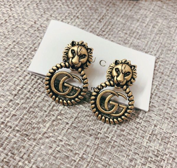 

italy jewelry earrings retro copper alphabet design style earrings elagant women stud earrings fashion style with01, Golden;silver