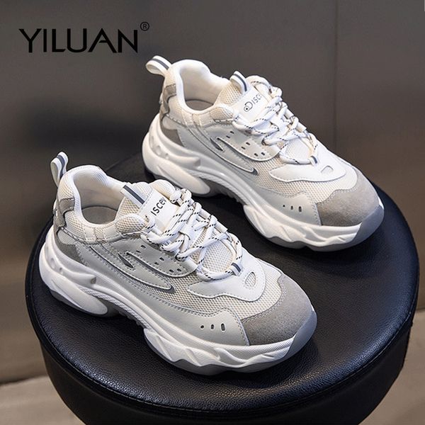 

yiluan 2020 leather spring new sneakers women wild shallow mouth women's shoes casual lace up platform sports flats shoes woman, Black