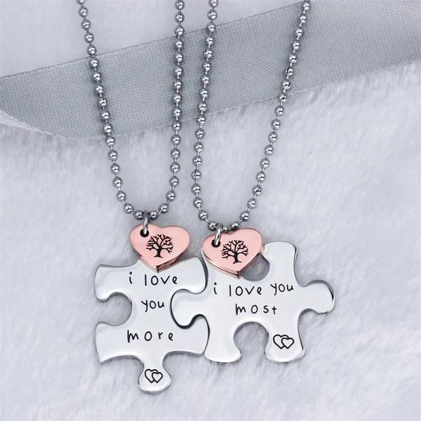 

chains urimthum 1pair couple necklace i love you more most puzzle necklaces valtine's day gift birthday prestent n003, Silver
