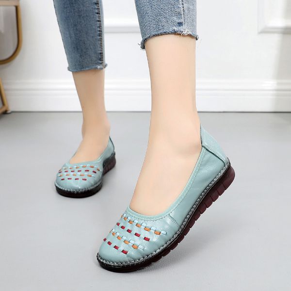 

swonco кожаные ботинки женщин квартиры мокасины мягкое дно 2020 весна новый женский повседневная обувь клин кроссовки скольжению на бездельн, Black