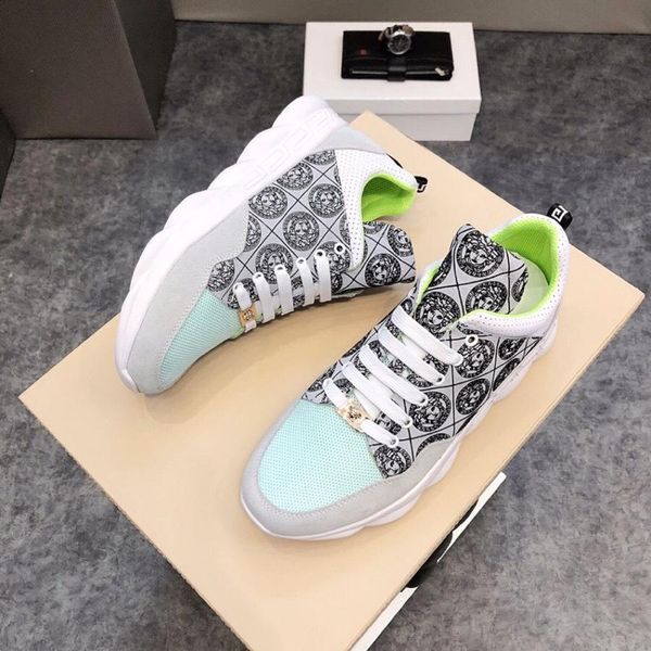 

2021t new tide brand men 's casual platform sneakers ,high -end custom fashion versatile flat -bottom lace -up shoes ,original box del, Black