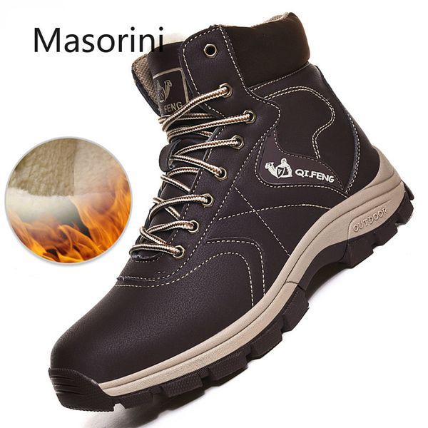 

открытый 2020 зимние мужские сапоги плюшевые разминка мужчины снег сапоги нескользящие мужчины походная обувь обувь zapatos de hombre размер, Black