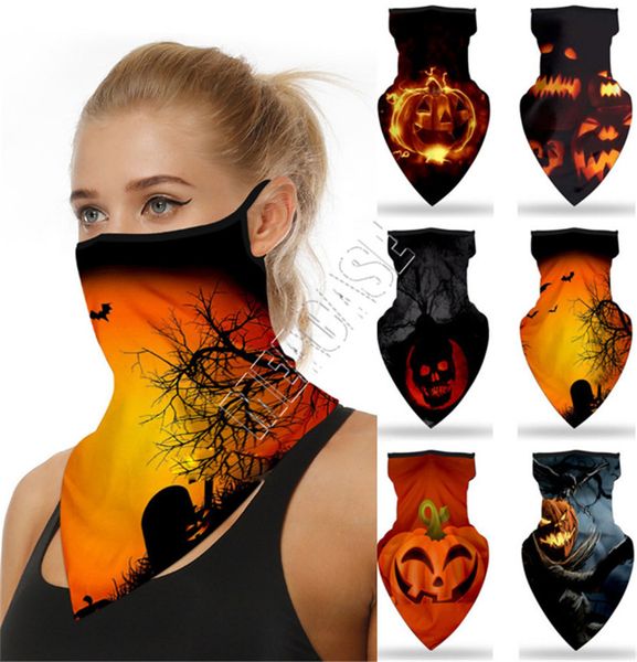 

halloween masks halloween variety magic turban triangle bike mask towel riding mask scarf sports party masks pumpkin print masks d81806, Red;brown