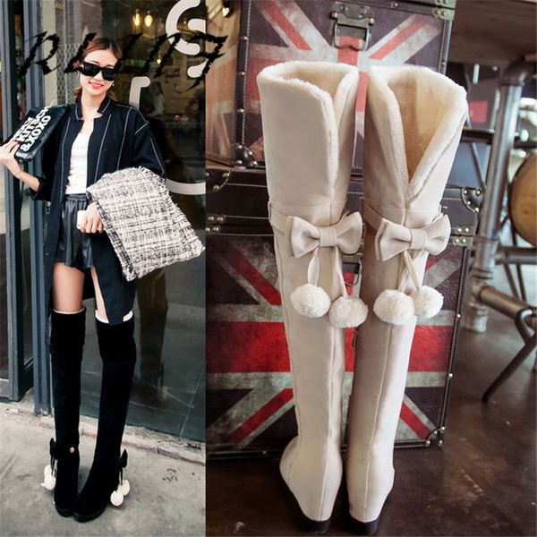

boots rlinf fashion snow high tube over the knee to increase sweet, Black