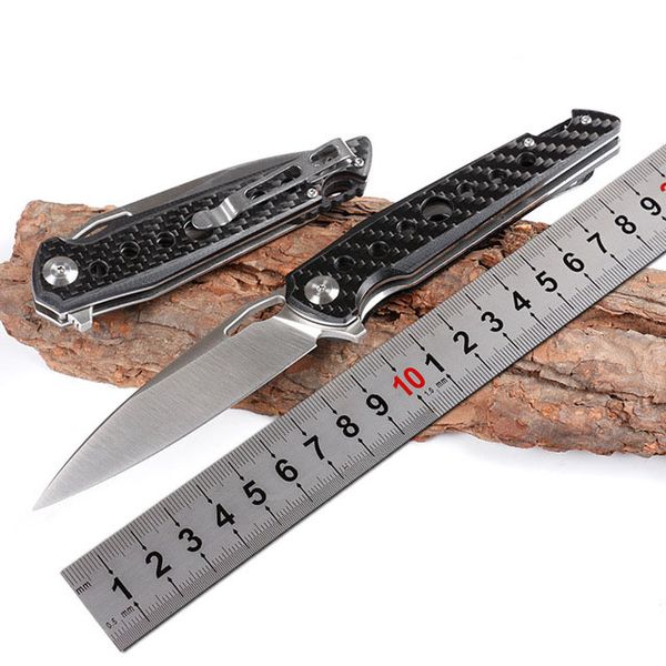 

big-size smooth opening carbon fiber handle d2 blade folding tactical outdoor camping knife tool gift