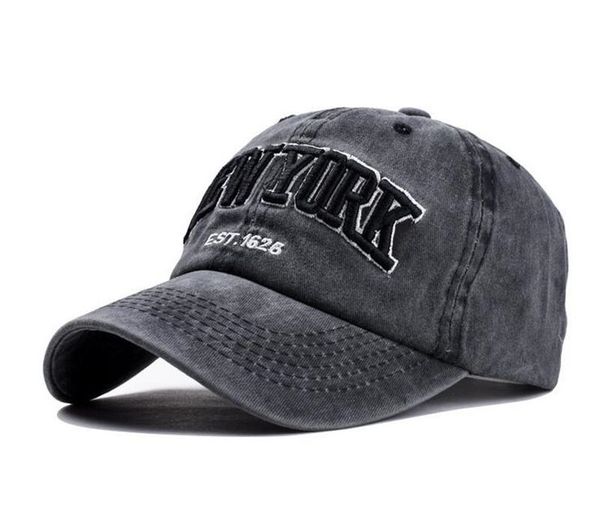 

sand washed 100% cotton baseball cap hat for women men vintage dad hat new york embroidery letter outdoor sports caps, Blue;gray