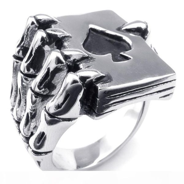 

мода ювелирные изделия мужчины кольцо урожай покер коготь punk antique silver desinger кольца rock роскошные кольца ретро модный хип-хоп муж, Golden;silver