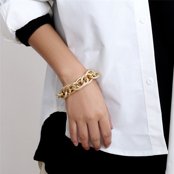 

2020 new fashion punk bracelets boho solid color chain bracelet friend couple jewelry women men lock bracelets high quality, Black