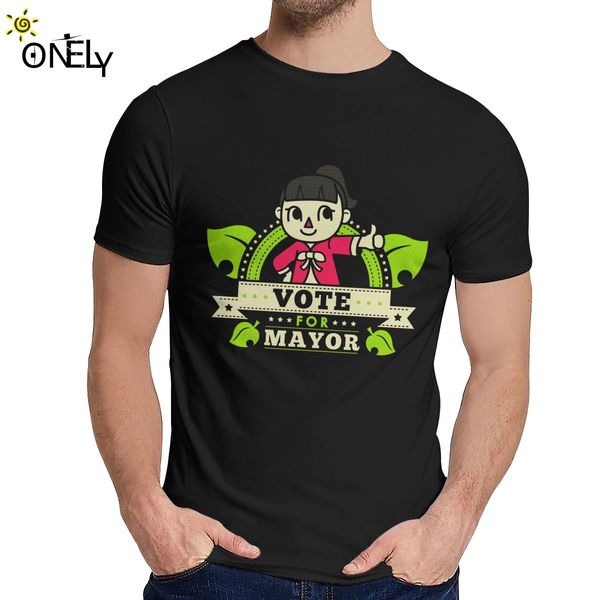 

man t shirt vote for her animal crossing video games 100% cotton graphic print round neck hip hop t-shirt