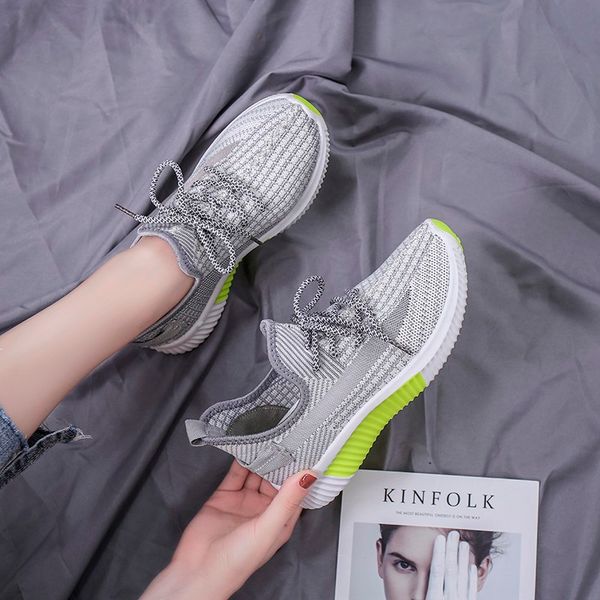 

air mesh vulcanized shoes sneakers women shoes woman lace up stretch fabric soft bottom casual female breath ladies flats, Black