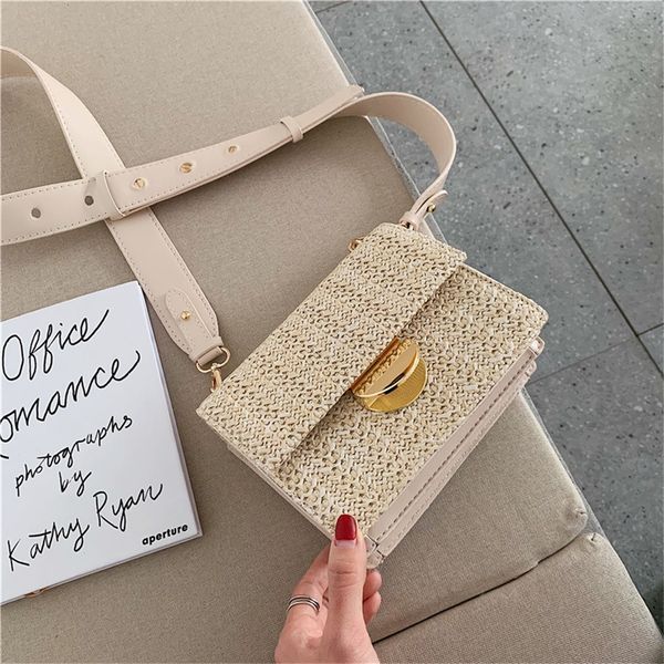 

women summer bali rattan bags square buckle straw bag handmade woven beach crossbody bags bohemia wicker bag fashion handbags