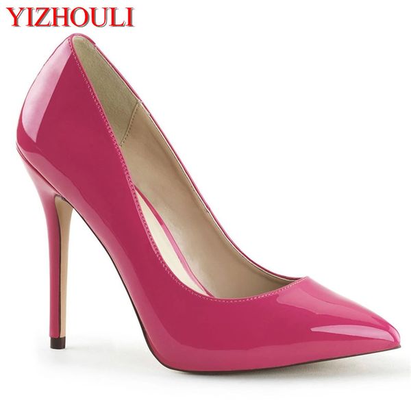 

new work shoes shiny face 12 cm high heels, party shoes stage, model runway high heels, Black
