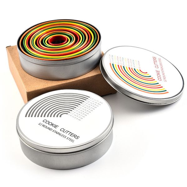 

round shape biscuit cutter 12pcs/set stainless steel cake biscuit donuts cutter cake bakery decorating tools