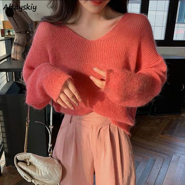 

women's sweaters pullovers women solid v-neck loose sweet spring autumn plus size casual thin womens elegant fashion feminina, White;black