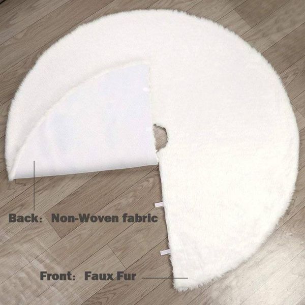 

christmas tree skirt pure snowy white plush with non-woven fabric christmas tree skirt for festival new year decorations