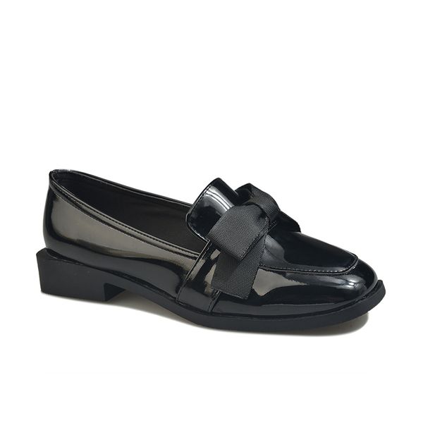 

new 2020 fashion oxfords women shoes female flats casual shoes woman slip on patent leather bow knot platform brogues, Black