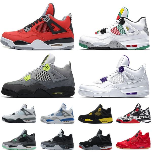 

2020 mens basketball shoes 4 4s loyal blue bred cool grey black cat pure money white cement men trainer sports sneakers size 40-47