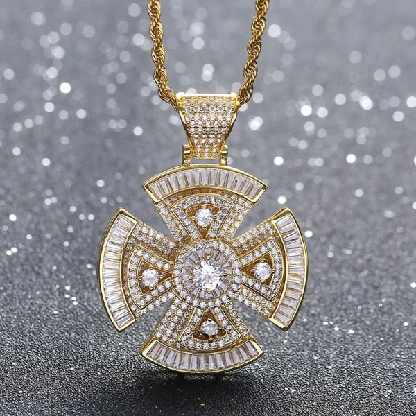 

new men hip hop rotating fower pendant necklaces iced out bling rotatable fashion charm pendants necklace party jewelry gift, Silver