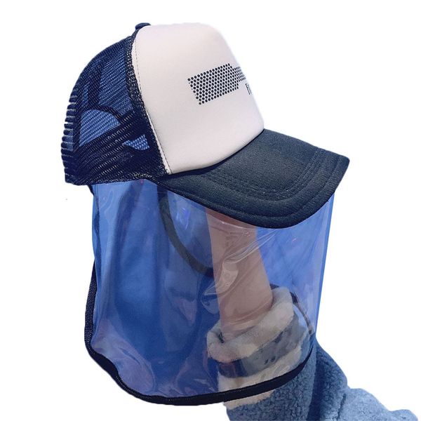

cap + protective clear cover saliva-proof dust-proof sun hat baseball caps dtn0, Blue;gray