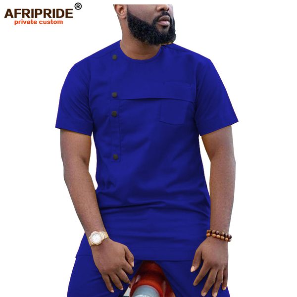 

2021 african men's clothing ankara pants set dashiki shirt 2 piece outfit crop clothing short sleeve casual afripride a1916032, Gray