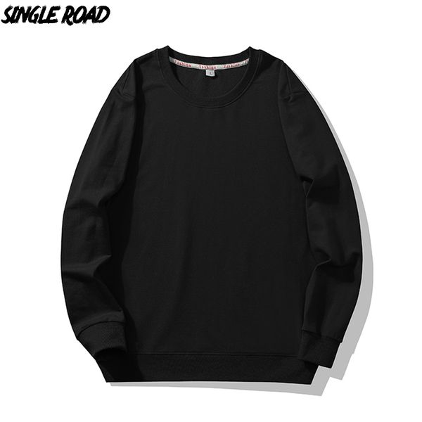 

singleroad men's crewneck sweatshirt men cotton casual plain solid hip hop japanese streetwear black hoodie men sweatshirts male