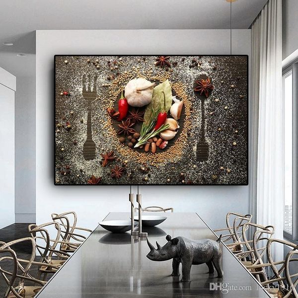 

зерна специи ложка вилы масло картина кухня poster отпечатки wall art food изображение для столовая современный ресторан куадрос decoracion