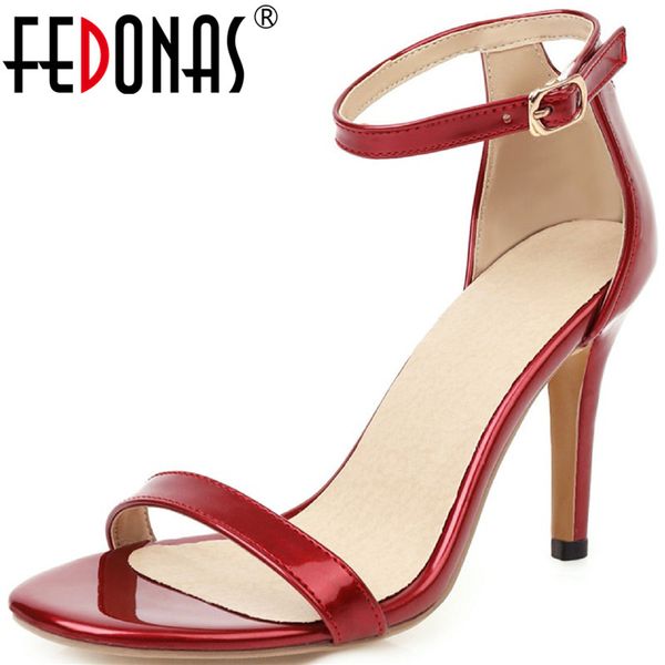 

fedonas retro female women sandals new fashion high heels pumps buckle peep toe night club office lady shoes woman heels, Black