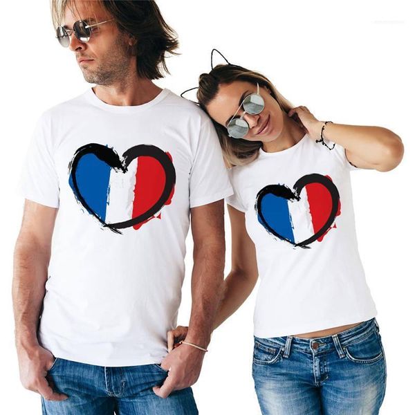 

casual males tees loose designer womens tshirts heart printed couples summer, White