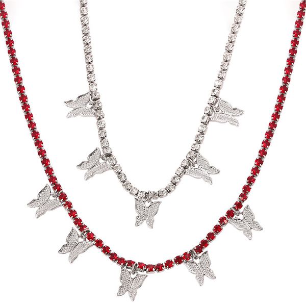 

chokers boho rhinestone gold silver color butterfly pendant necklace female shiny crystal clavicle chain fashion jewelry party gift, Golden;silver