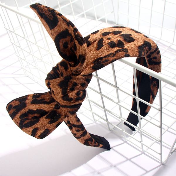 

quality new winter leopard headband knot hair band wide side cross knot headband for adlut girls headwear turban