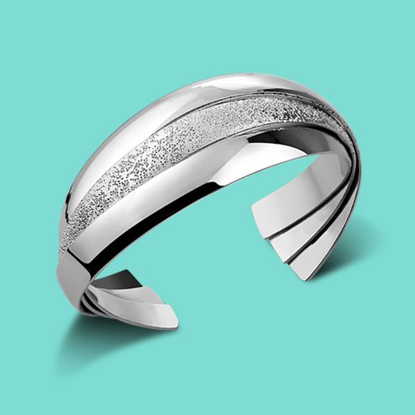 

woman 925 sterling silver braceletsolid silver bracelethyperbole fashion silver jewelryopening braceletadjustable size, Golden;silver