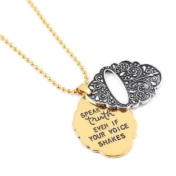 

retro golden christian bible truth letter necklaces creativity double pendant choker for man and woman jewelry gift, Silver