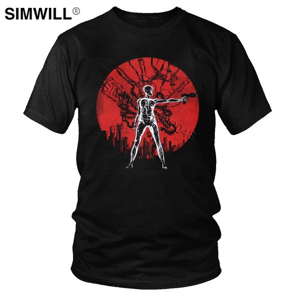 

vintage ghost in the shell t shirt men short sleeved motoko kusanagi t-shirt major japan gits anime graphic tee merchandise