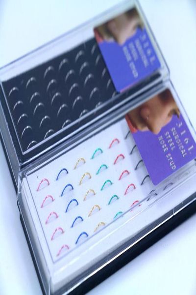 

wholesale boxed 40pcs nail, without nose body anti-allergic piercing steel ring, stainless drilling nose medical jewelry beauty888 pjnpv, Silver