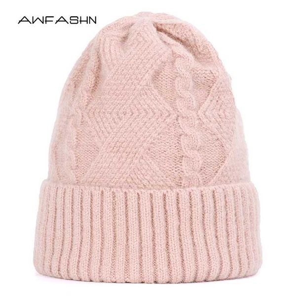 

2020 new winter ladies wool knit beanie women crochet casual hat slouchy female soft warm thicken hedging cap skullies bonnet, Blue;gray