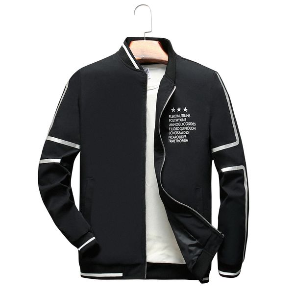 

new mens bomber zipper jacket for men brand clothing casual mens jacket coat printed quality outerwear male black 0625