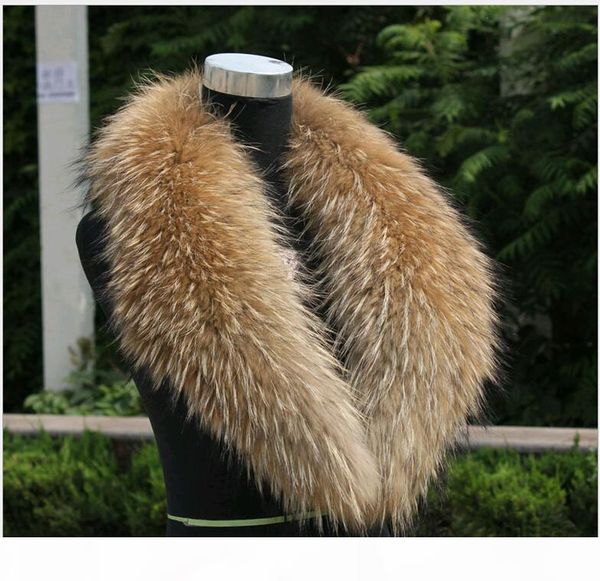 

women's or men's fur scarves with 100% real raccoon fur collar for down coat nature color varies size from length 75-100cm sh, Blue;gray