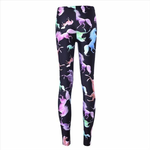 

plus size 2020 casual style women new pants womens trousers fashion colored cartoon horse god pant capris cute fitness for women, Black