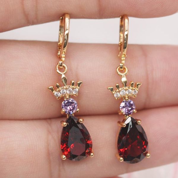 

bohemian мотаться длинные серьги падение для женского серьги водослива золото красный циркон модные ювелирные изделия партии свадьбы, Silver